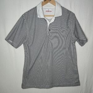Grand Slam Men's Golf Shirt Short Sleeve Collared Black And White Stripes Size M